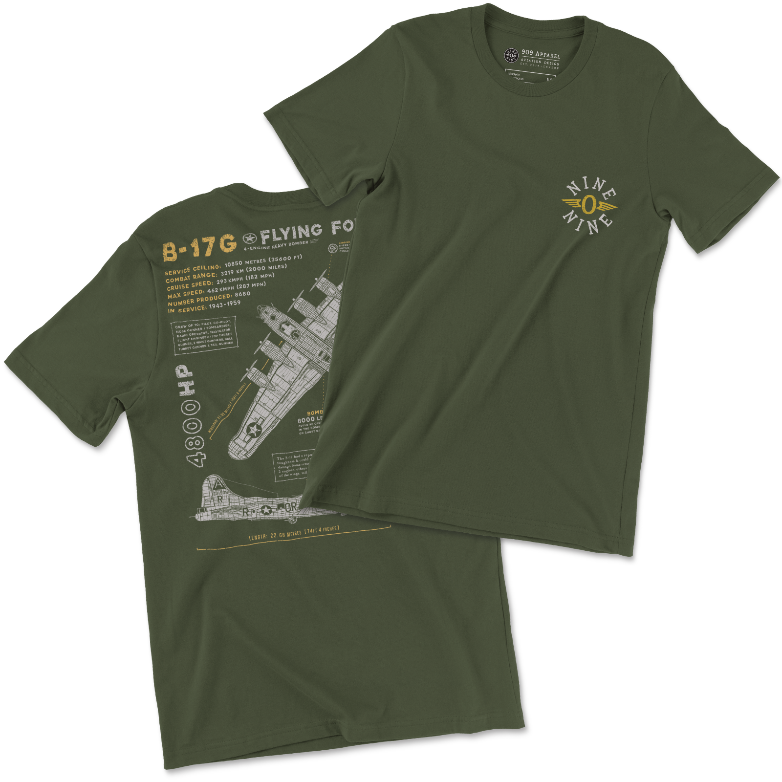 Hawker Hurricane Mk.1 Blueprint T-Shirt - P3308 — 909 Apparel®